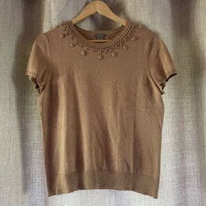 Ann Taylor tan knit shirt women’s (L) large